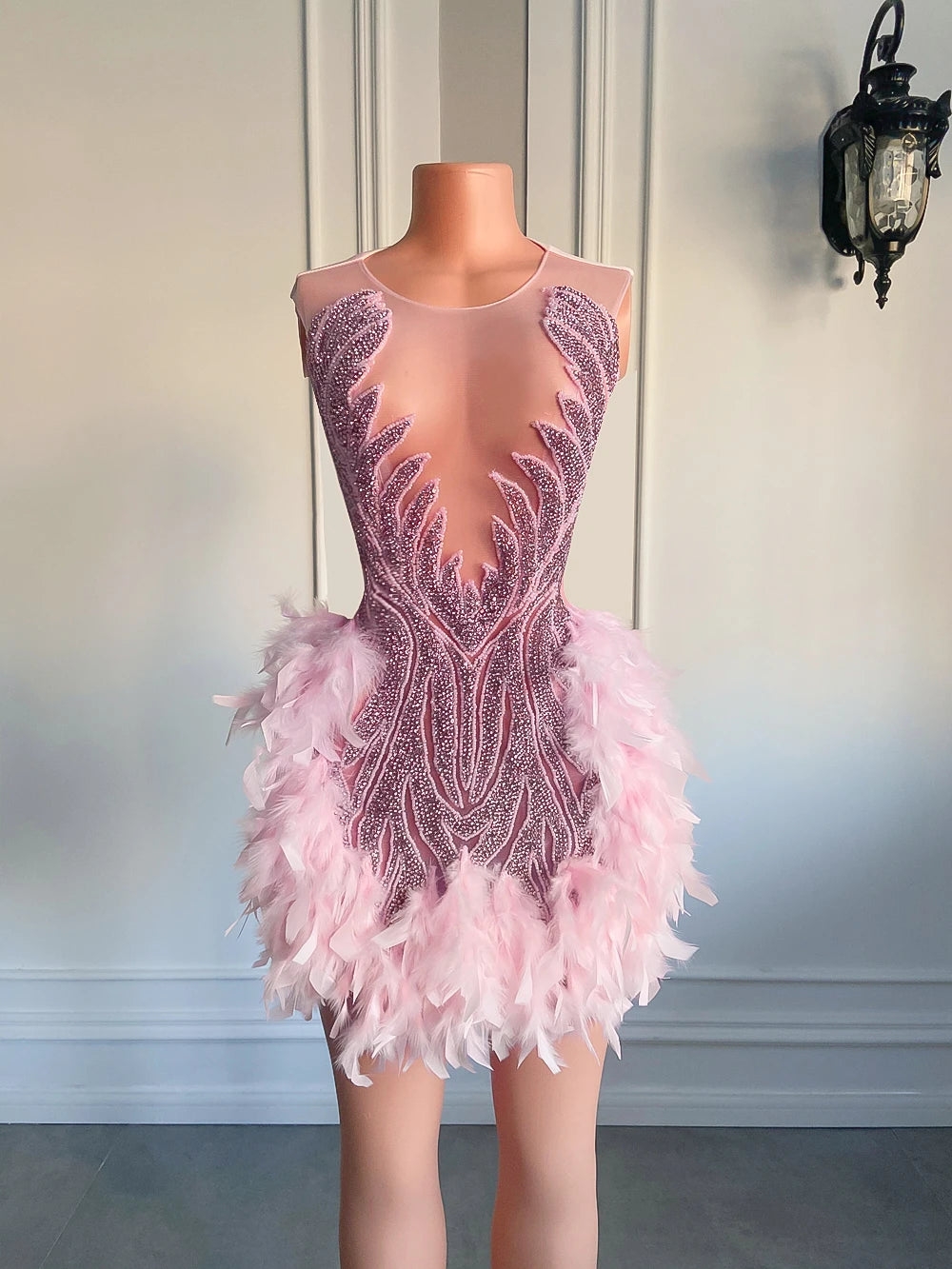 Luxury Sheer Pink Feather Dress – Cute & Classy Looks