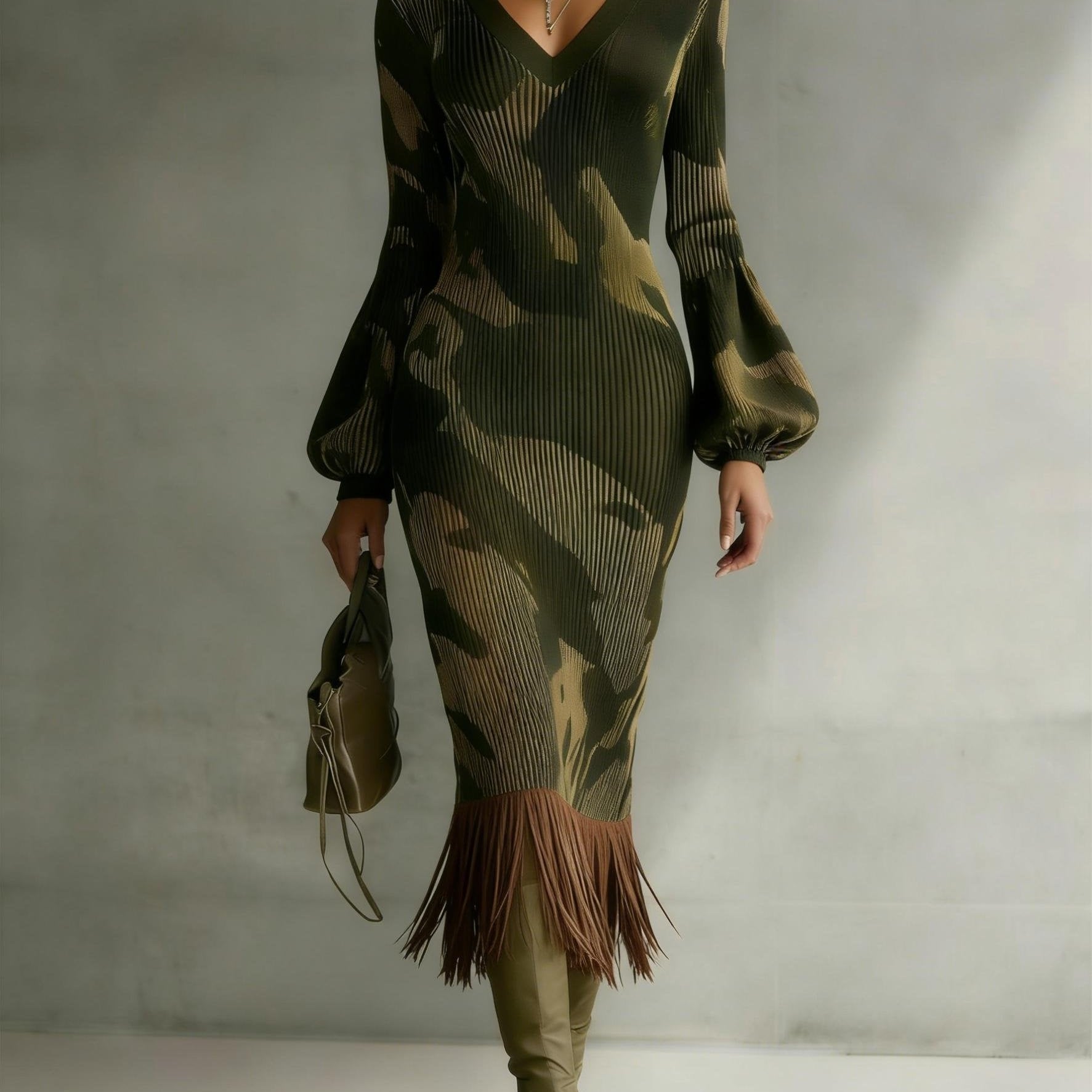 midi camo dress Camo Midi Dress L I V D